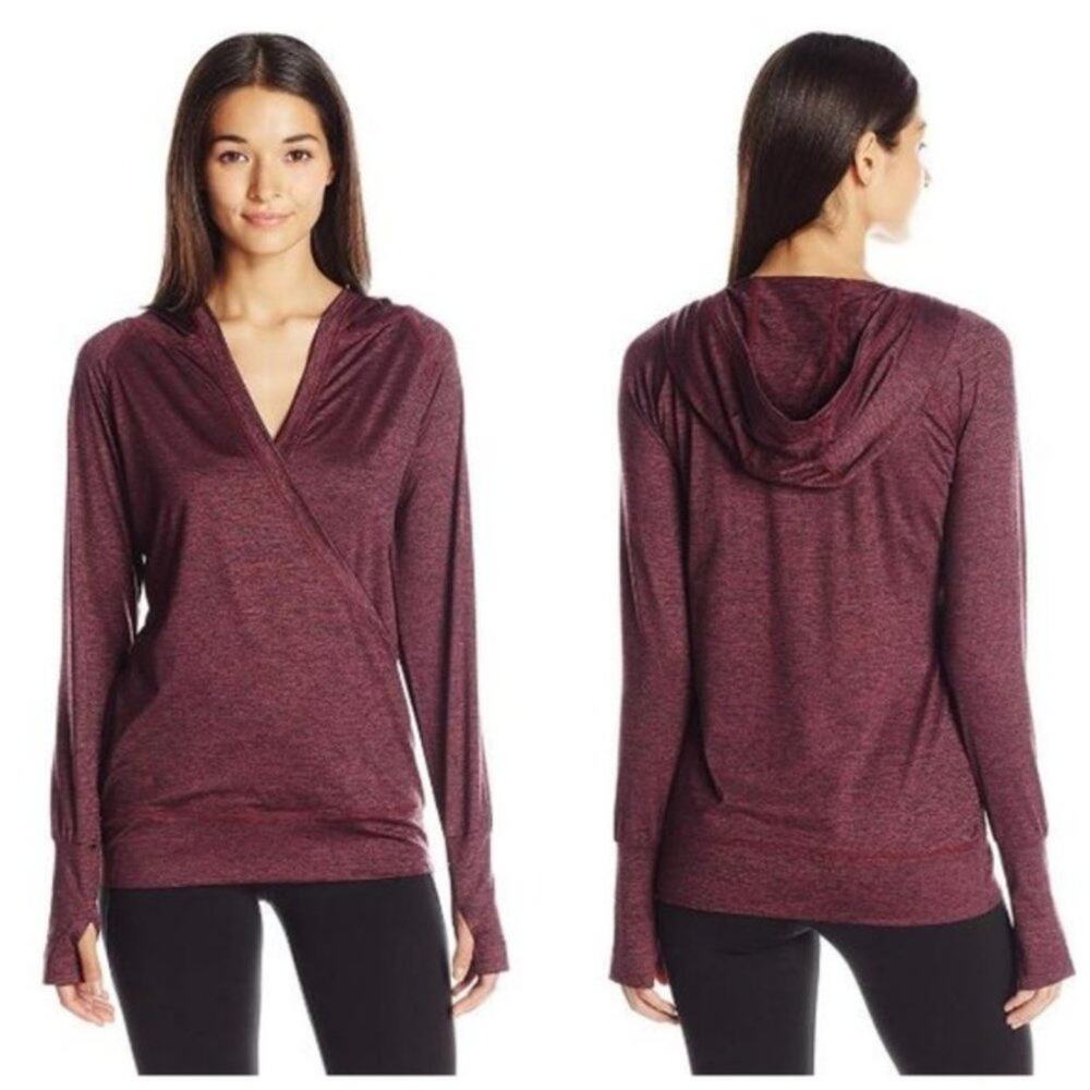 MSP by Miraclesuit Hooded Active Running Top Womens S Burgundy Long Sleeve Yoga